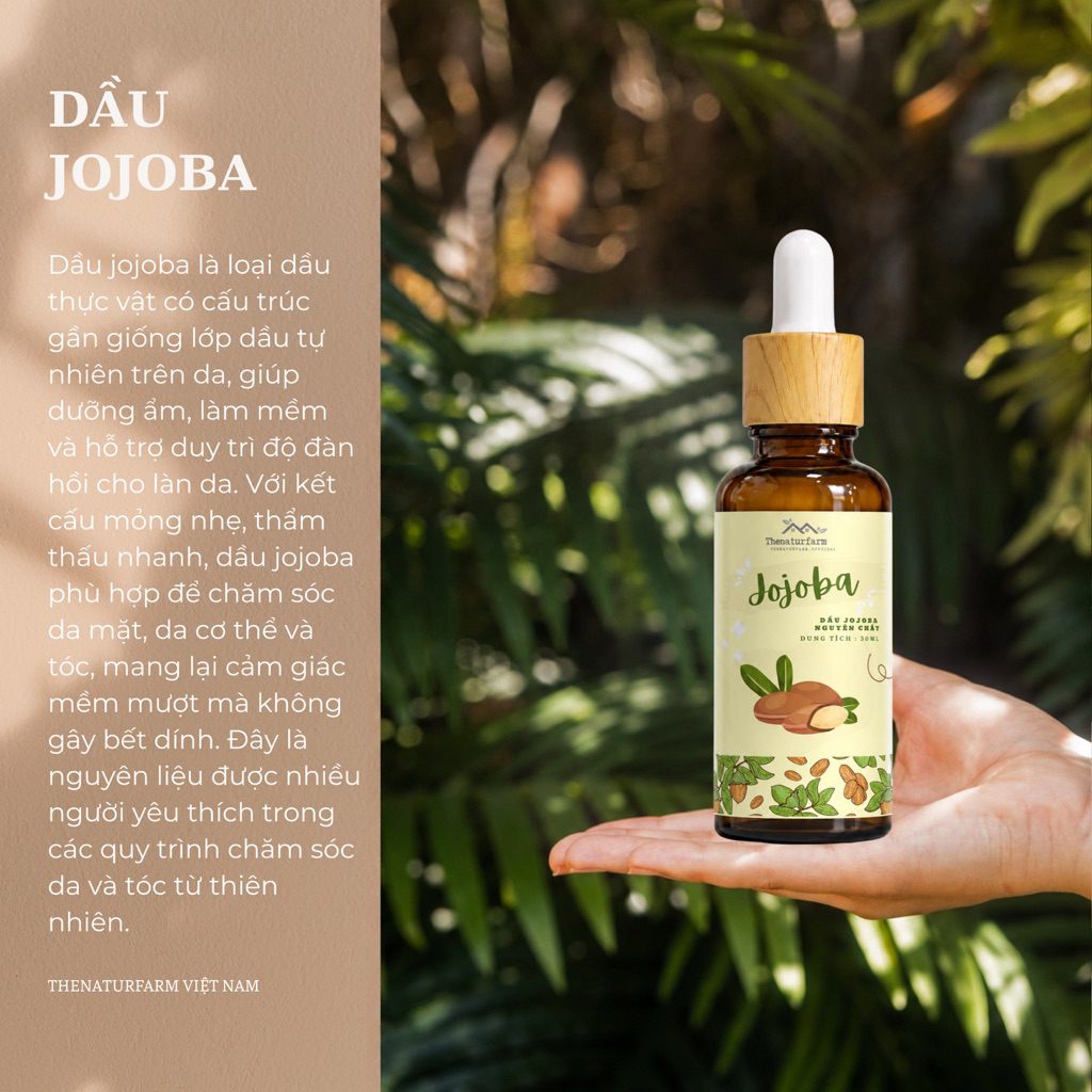 Dầu Jojoba nguyên chất Thenaturfarm [ Jojoba Oil ][CHAI 30ML][ Hỗ trợ dưỡng ẩm, sáng da, chống lão h