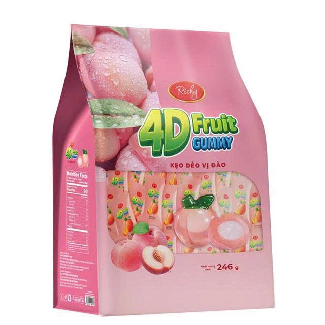 Kẹo Dẻo Richy 4D Fruit Gummy 246g – Kẹo Dẻo Vị Xoài, Vị Đào Thơm Ngon