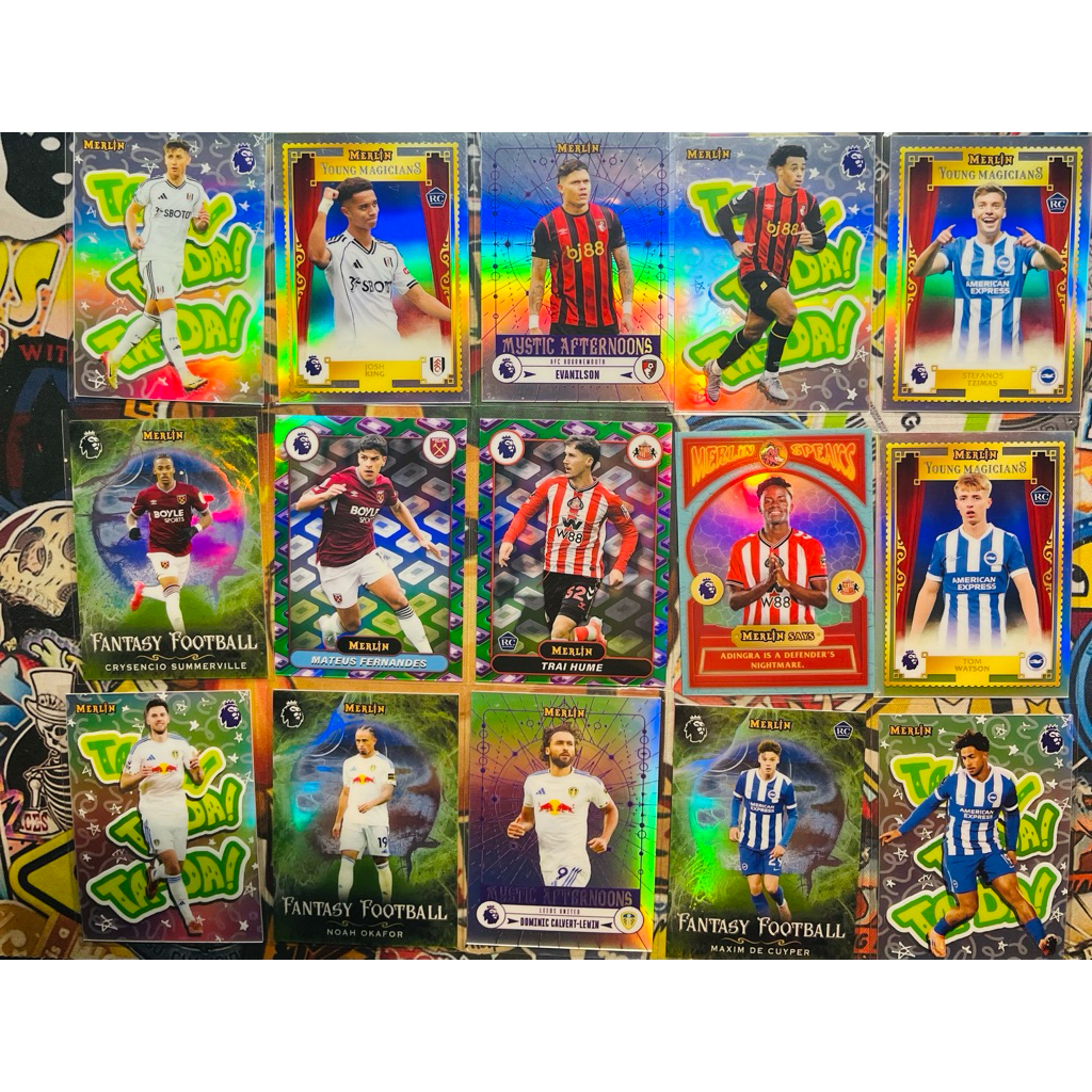 Thẻ bóng đá Insert Fullham,Leed United,Brighton,West Ham,Sunderland,Bournemounth Topps Merlin EPL 20