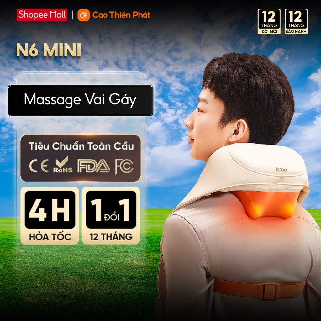 Máy Massage Cổ Vai Gáy BREO N6 Mini - Kỹ Thuật Y Học Cổ Truyền - Massage Như Tay Người