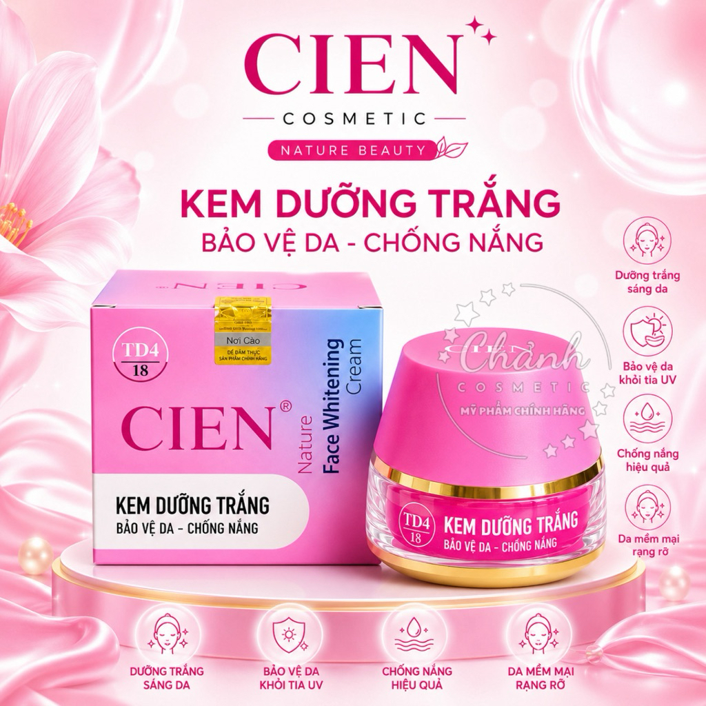 Kem CIEN Dưỡng Ẩm Trắng Da, Giúp Bảo Vệ Da Chống Nắng, Giảm Đen Sạm, Nám 18g