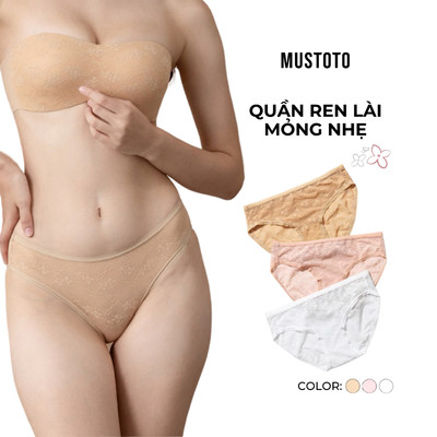 Quần Lót Nữ Mustoto Lưng Vừa Ren Họa Tiết Hoa Lài Mềm Mịn (MQ81)