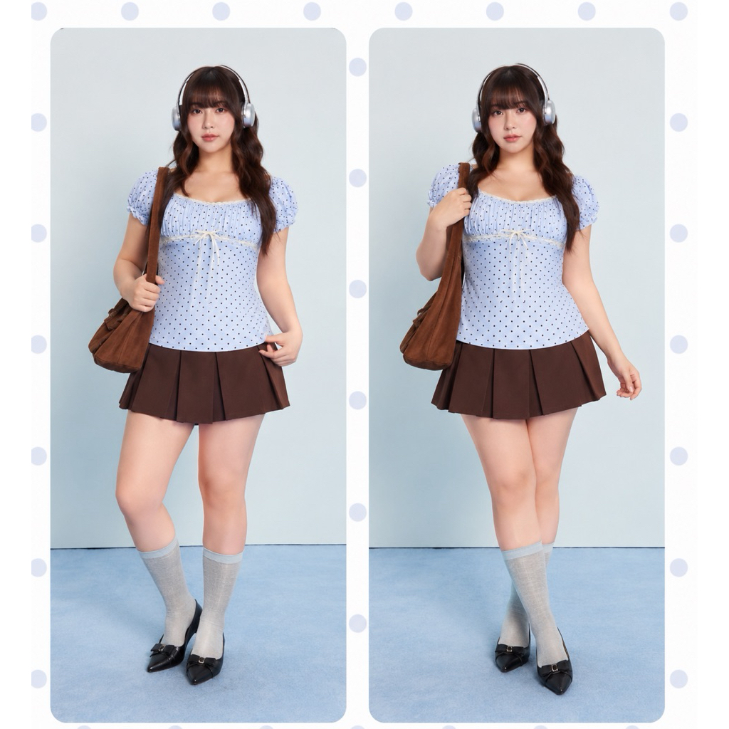 LASSIE BIGSIZE| Áo thun cổ vuông phối ren gợi cảm Bigsize LUCKY TOP