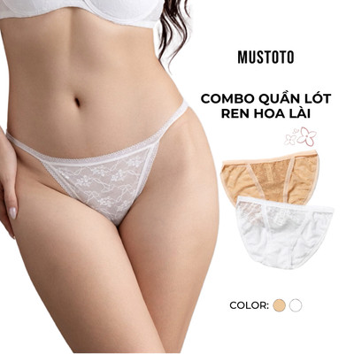 MUSTOTO COMBO Quần Lót Nữ Lưng Thấp Ren Họa Tiết Hoa Lài Quyến Rũ (MQ82)