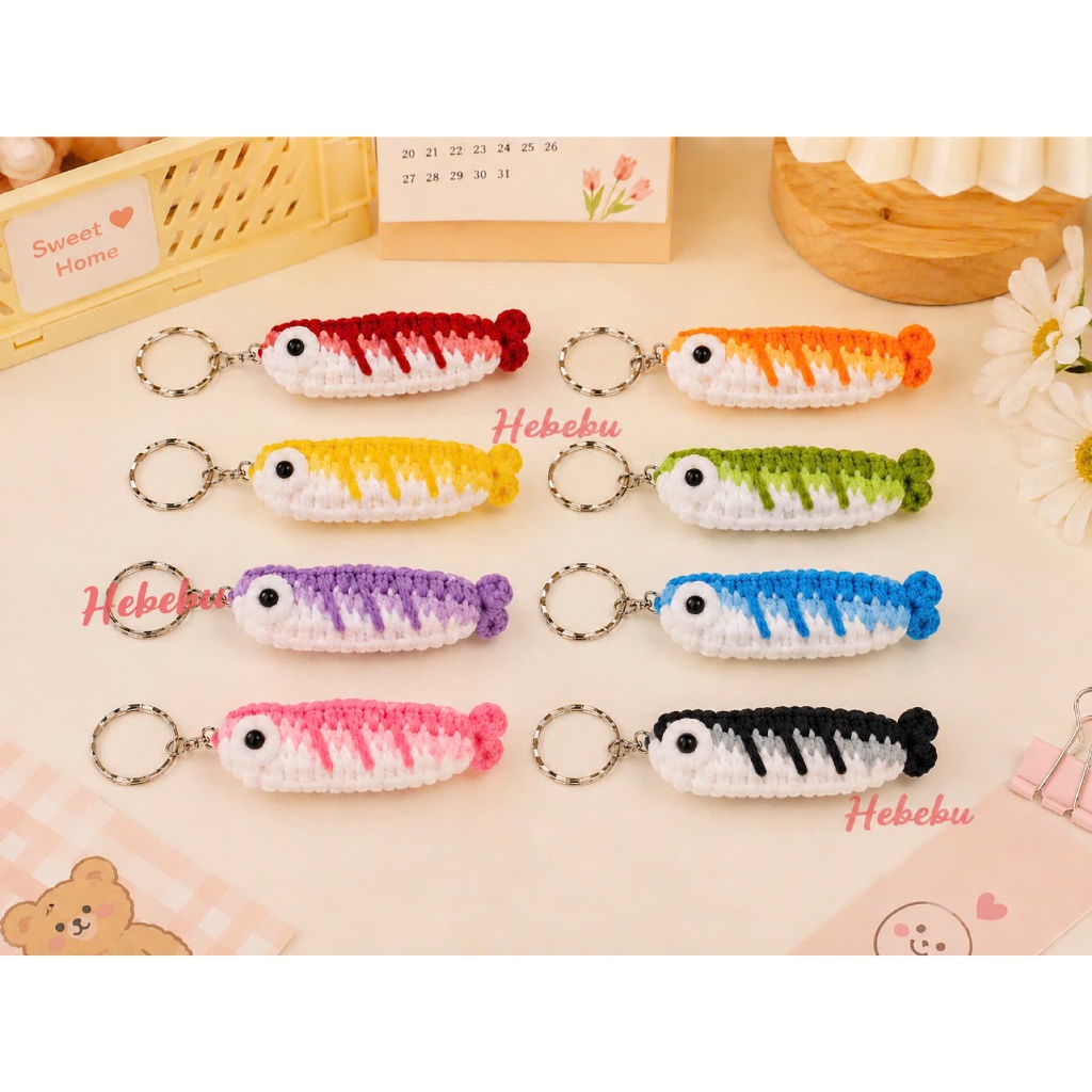 Móc khóa Cá Muối bẻ tanh tách handmade giải trí - Grilled fish keychain