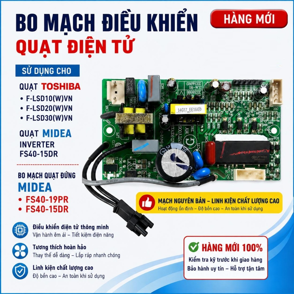 Bo mạch nguồn quạt đứng Midea FS40-19PR và FS40-15DR