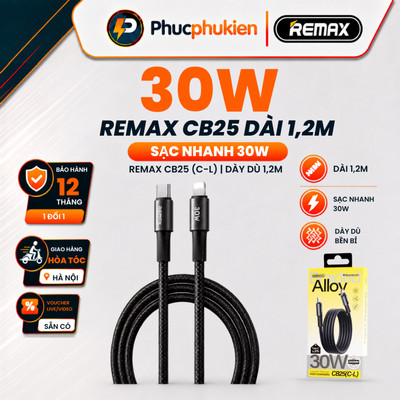 Cáp sạc dài 1,2m Remax CB25 Type C - Lighning chuẩn PD 30w cho 14 series trở xuống - Phúc Phụ Kiện
