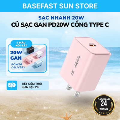 Củ Sạc nhanh PD20W Basefast, Cốc sạc công Type C công nghệ GaN chống quá tải điện