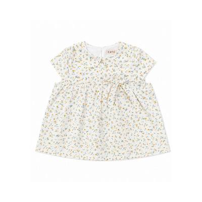 TUBYCATU Áo Babydoll Hoa Nhí Cổ Sen Thắt Nơ Flora Ribbon Nữ Tính Dễ Thương