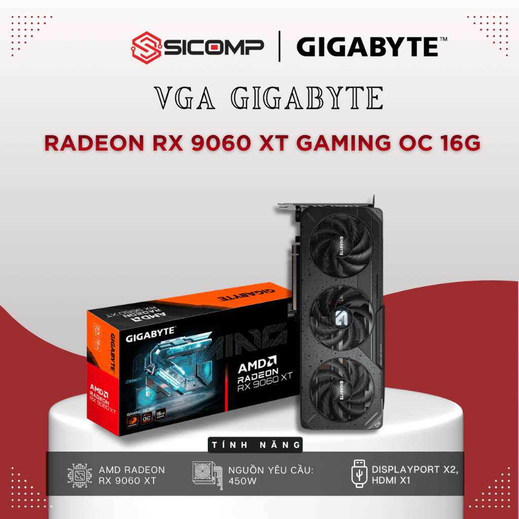 [FULL VAT] VGA GIGABYTE RX 9060XT GAMING OC 16GB (3 FAN)