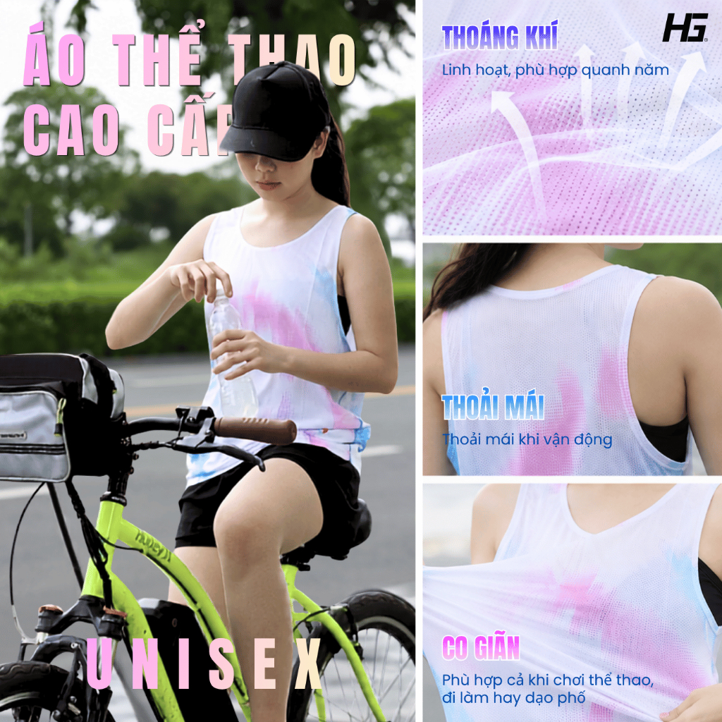 Áo chạy bộ nam nữ Unisex A25SL-1 singlet ba lỗ siêu nhẹ thoáng khí tập gym yoga | HG Fashion Vietnam