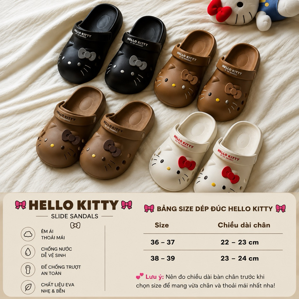 [Sẵn HCM] Dép HelloKitty Chính Hãng Sanrio