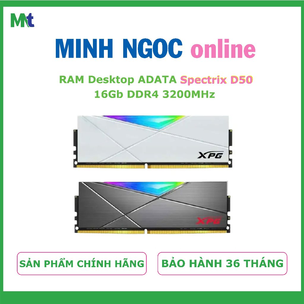 RAM Desktop ADATA XPG Spectrix D50 16GB DDR4 3200 BLACK / WHITE | New, Bảo hành 36 Tháng