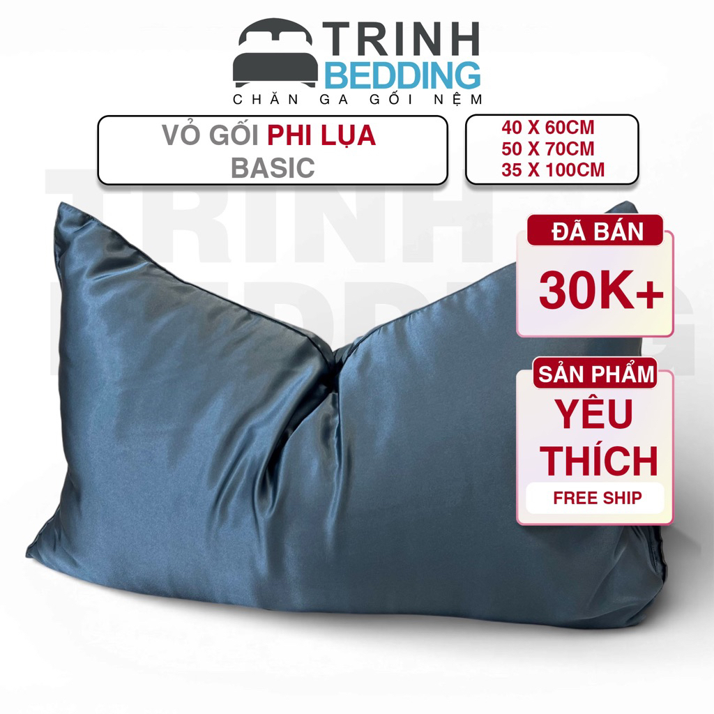 Vỏ gối nằm vải phi lụa lạnh ngủ ngon êm giấc cùng Trinh Bedding Size 40 x 60cm và 50 x 70cm