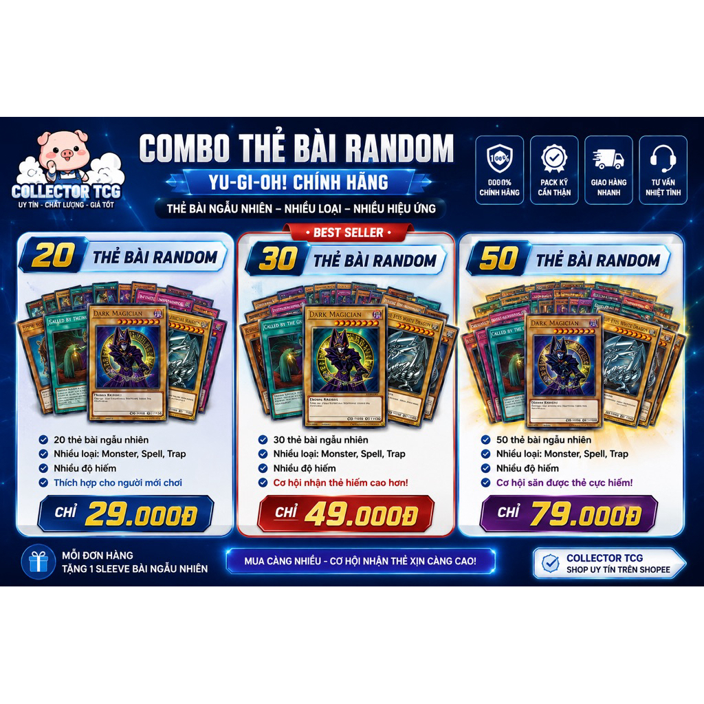 Yugioh Card Combo Thẻ Bài Random 20 30 50 Lá Ngẫu Nhiên Monster Spell Trap TCG