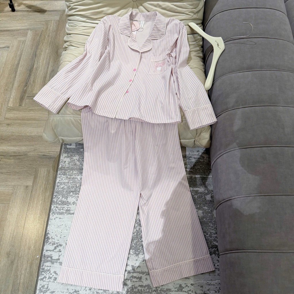 [SẴN SHIP] Bộ ngủ thô sọc dọc - pijama qccc mặc nhà, đi dạo chơi, du lịch sang trọng. M081274
