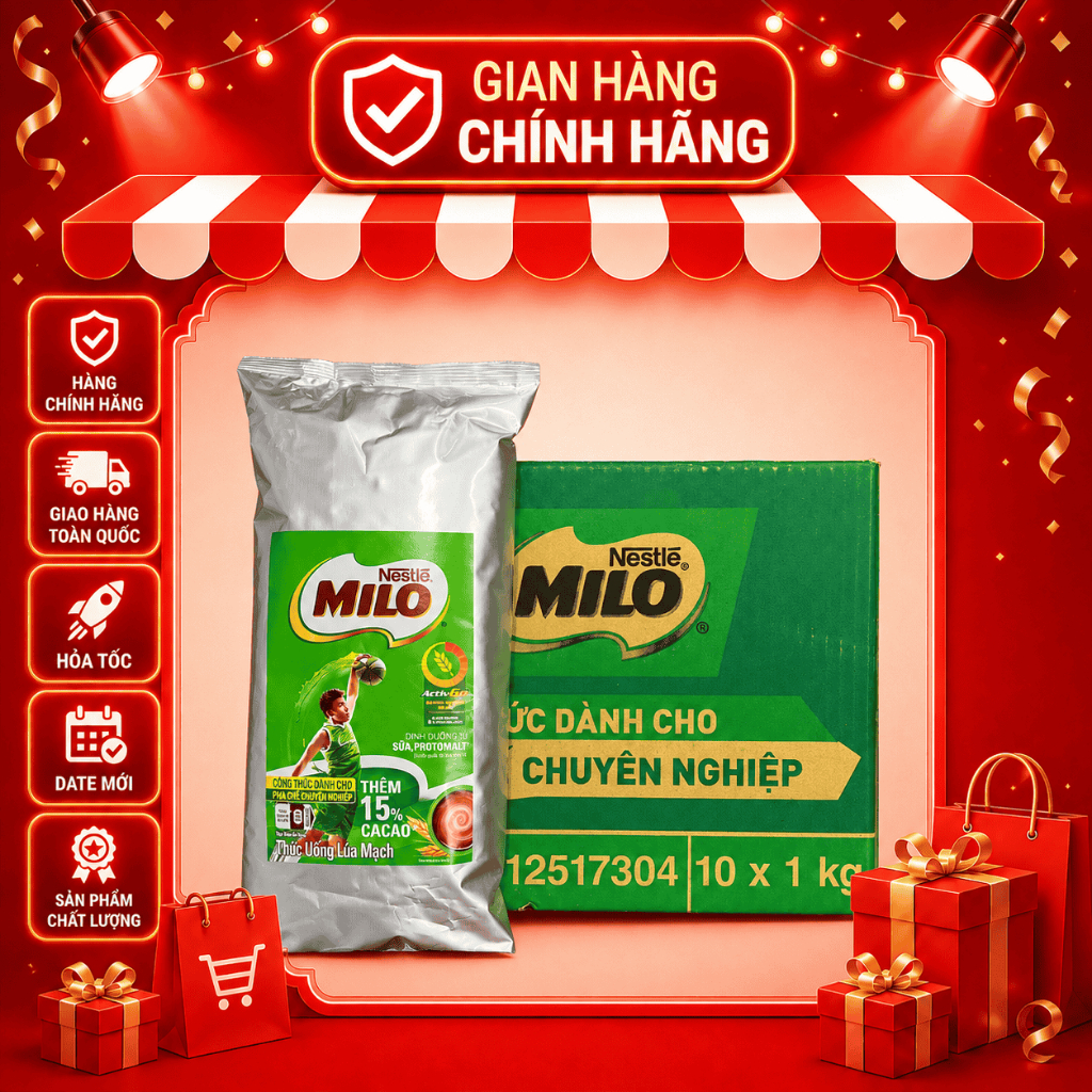Bột Milo Nestlé Nguyên Thùng 10 Gói x 1kg | Bột Milo Pha Chế Đồ Uống, Cacao Milo