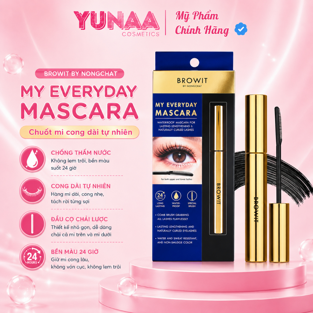 [Y099] Mascara NongChat Browit Thái Lan dày, dài mi, không lem, không trôi, không vón cục - chuyên dụng cho makeup