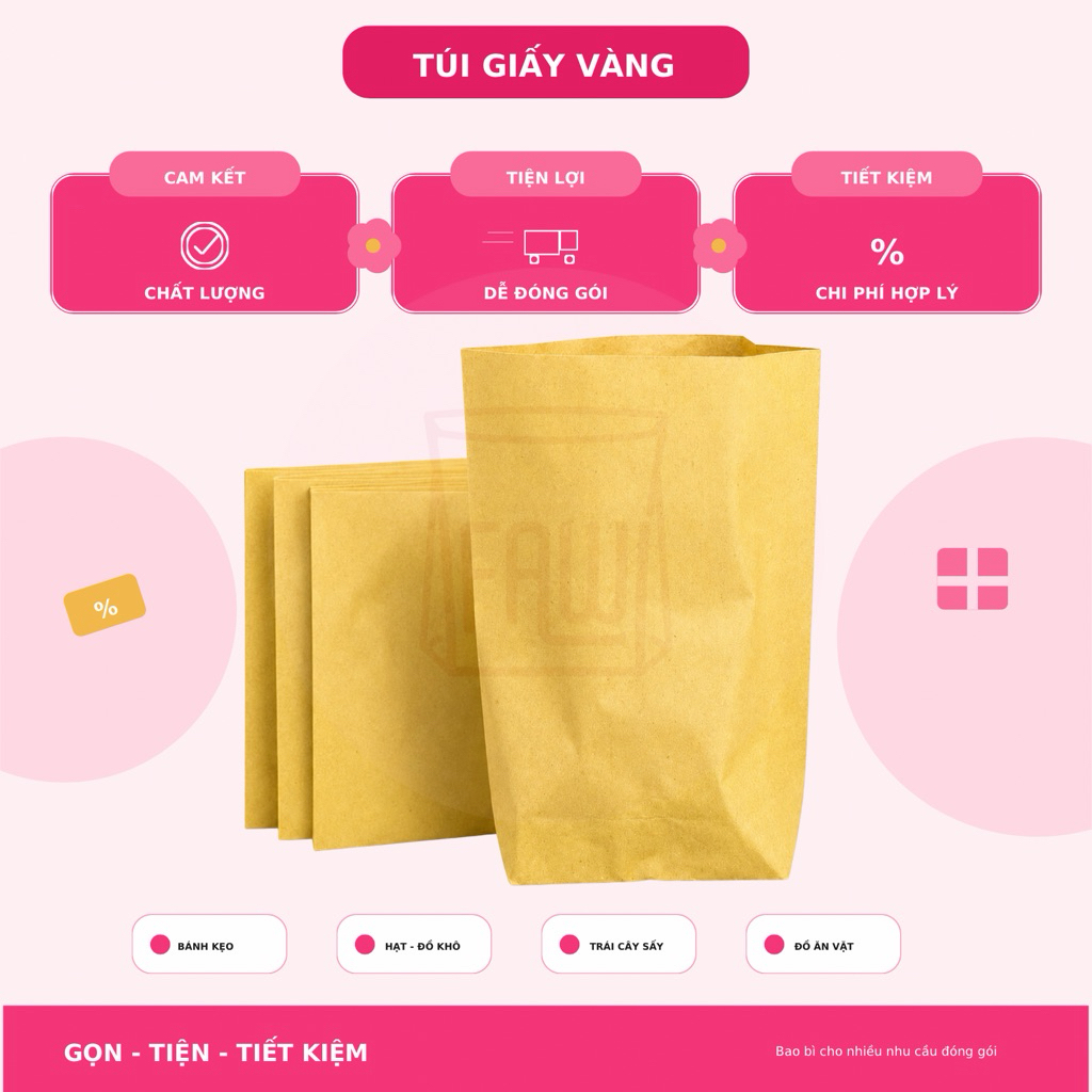 [ĐÃ VAT] Set 500 Túi Giấy VÀNG Đựng Bánh Tráng Nướng - Túi Giấy Đựng Đồ Ăn Mang Đi Tiện Dụng [ĐỌC KỸ