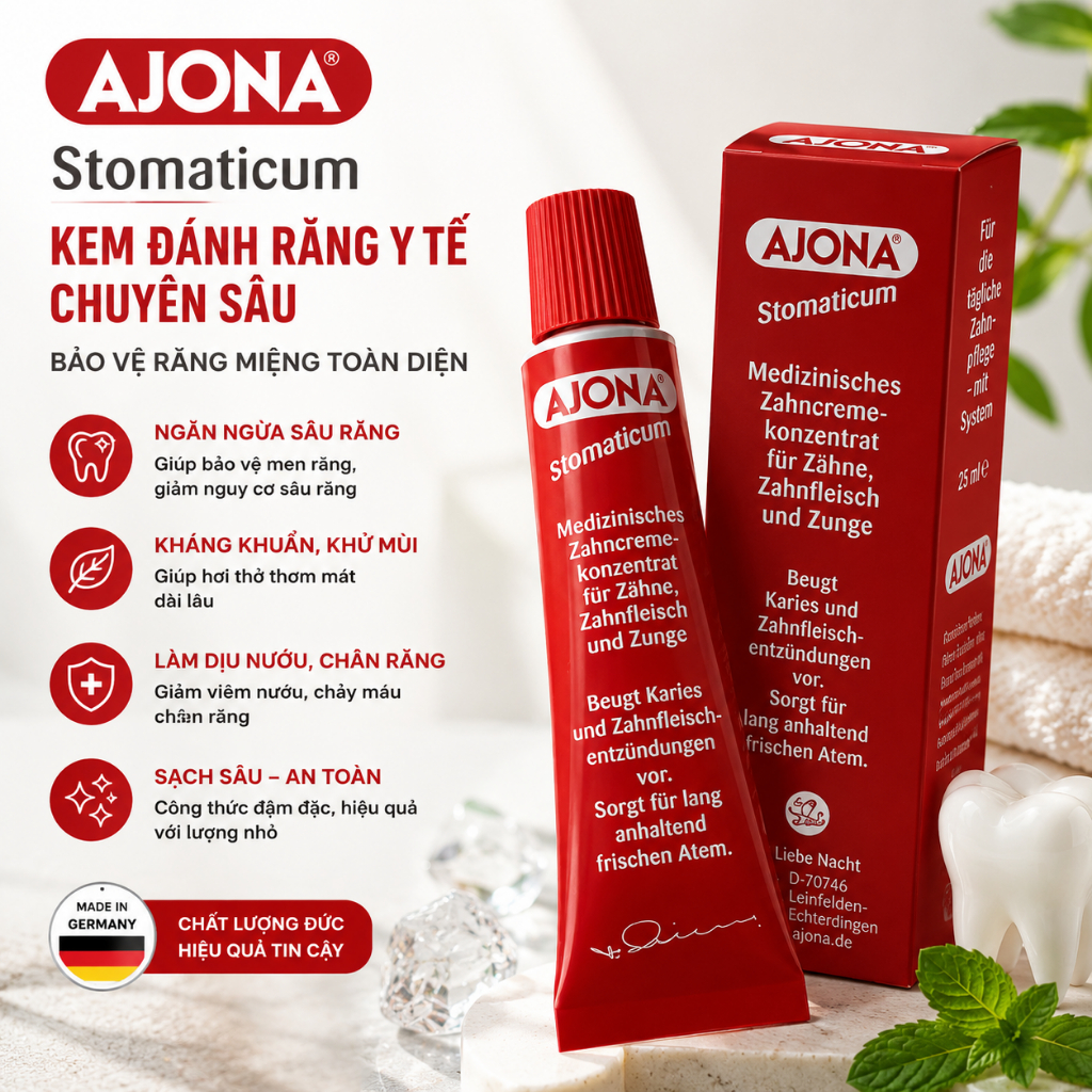 3 Tuýp Kem Đánh Răng Ajona, Loại Bỏ Cao Răng, Kem Đánh Răng Đức, Hàng Chính Hãng, bepduc_99