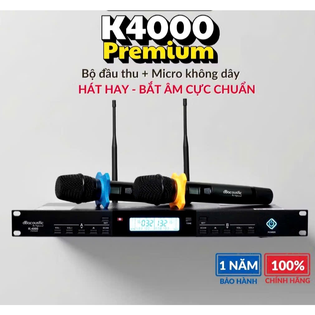 Mic không dây DBAcoustic K4000 PREMIUM - Mới 100% - Hát nhẹ - 15 chế độ EQ - Chính hãng - BH 12T
