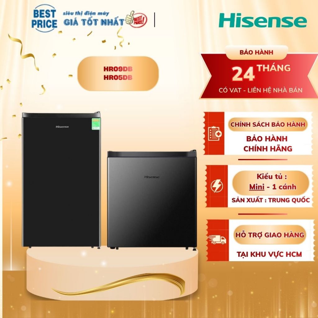 Tủ lạnh mini Hisense 45L–94L HR09DB | HR05DB nhỏ gọn, tiết kiệm điện, có ngăn đông