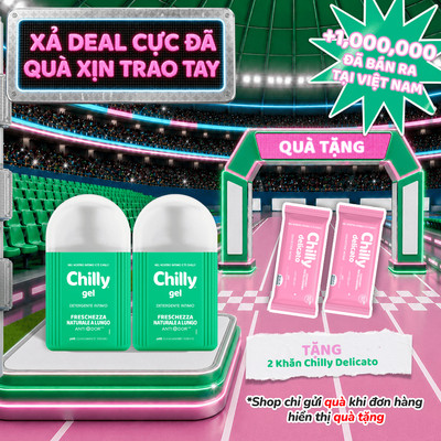 (LÀN GIÓ MÁT LẠNH) Combo 2 Dung dịch vệ sinh Chilly Gel 200ml nhân đôi tươi mát, sạch thoáng cả ngày