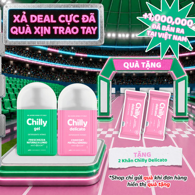 (SẠCH THOÁNG DỊU NHẸ)Combo 2 Dung dịch vệ sinh Chilly Gel+Delicato 200ml sạch thoáng tự nhiên, dịu êm cho da