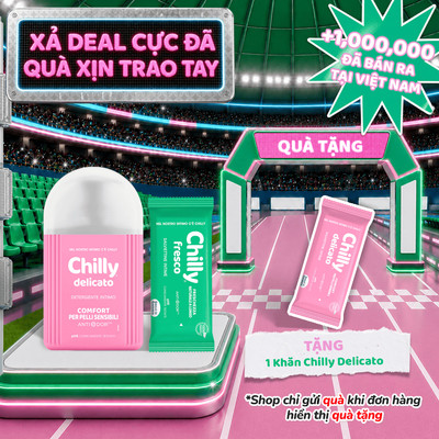 [SẠCH DỊU TIỆN LỢI] Combo dung dịch vệ sinh Chilly Delicato 200ml+Khăn Freso chạm nhẹ dịu êm, sạch nhanh tiện lợi