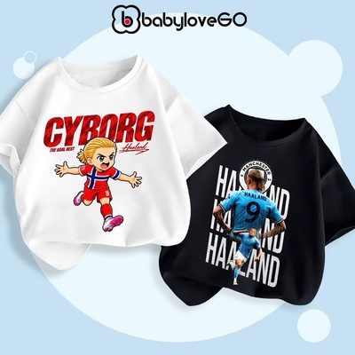 Áo bóng đá cho bé trai BabyloveGO áo phông ngắn tay thể thao cho bé chất thun cotton mềm mịn thoáng mát