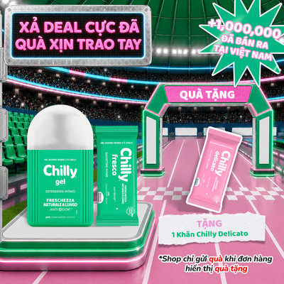 [SẠCH MÁT TIỆN LỢI] Dung dịch vệ sinh Chilly Gel 200ml+Khăn lau vệ sinh sảng khoái mát lạnh, sạch nhanh tiện lợi