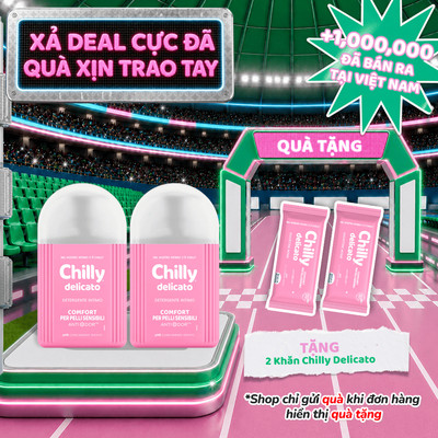 (CHẠM DỊU NÂNG NIU)Combo 2 dung dịch vệ sinh Chilly Delicato 200ml chăm sóc êm ái nuông chiều vùng em