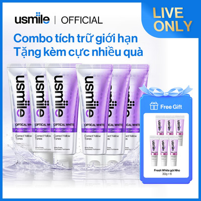 【LIVE】Kem đánh răng usmile Optical White*6 + Fresh White 30g*6 - Trắng răng, hơi thở thơm mát suốt ngày