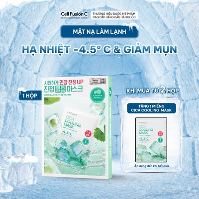 [ MÁT LẠNH GIẢM MỤN ] Mặt Nạ Rau Má Hạ Nhiệt Giảm Mụn & Làm Dịu Da Cell Fusion C Cica Cooling Mask 5 Miếng