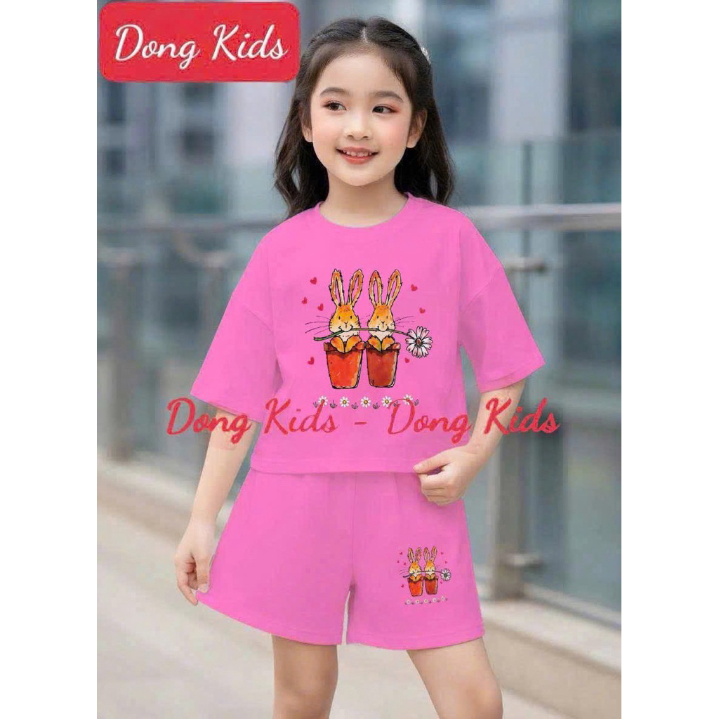 Shop A&N - Bộ croptop trơn BG in hình 2 con thỏ