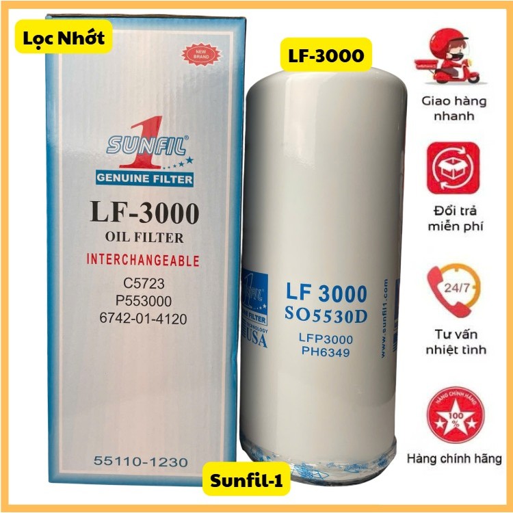 🎁 Lọc Nhớt LF3000-Sunfil-1 Lọc Nhớt Dùng Cho Động Cơ Máy Dầu Công Suất Lớn Cummin-Caterpilar-Yanmar