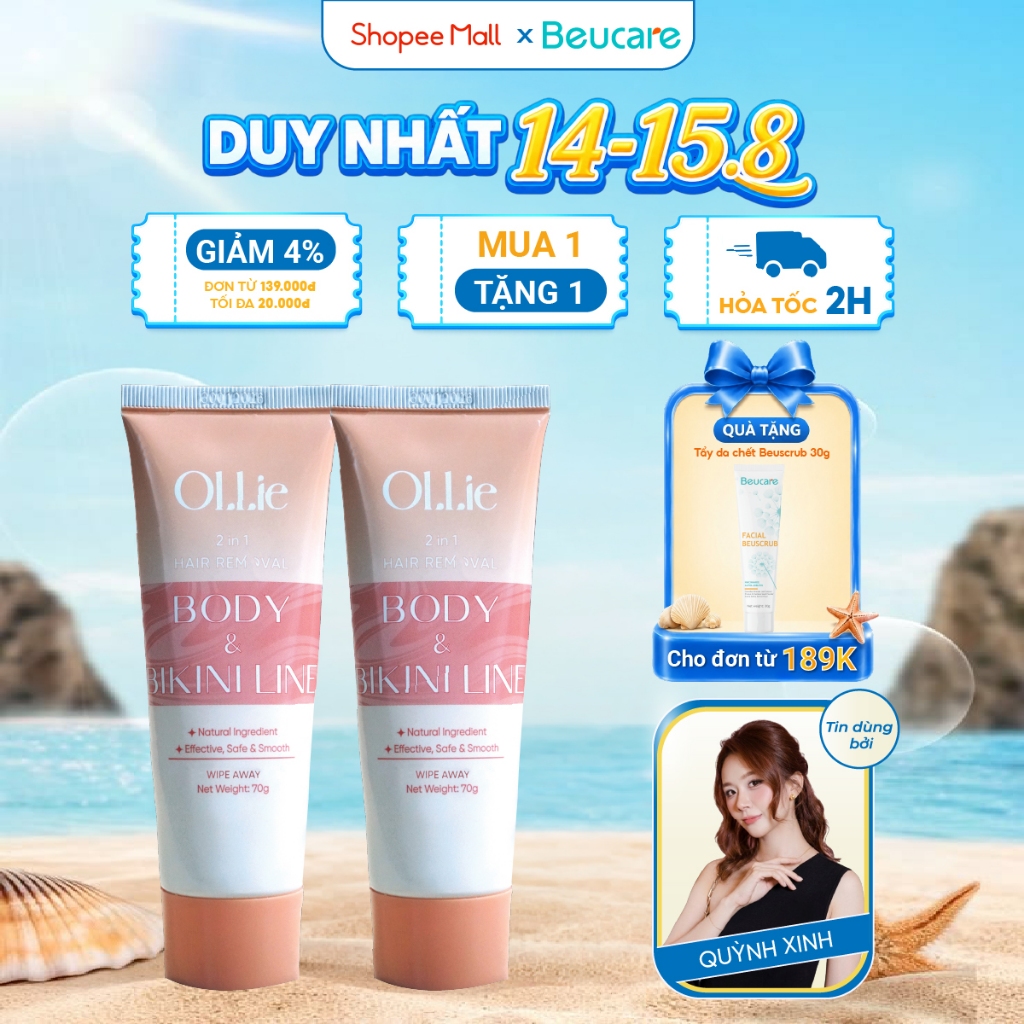 Combo Kem tẩy lông OLLIE , tẩy lông vùng kín, nách, tay, chân 70g