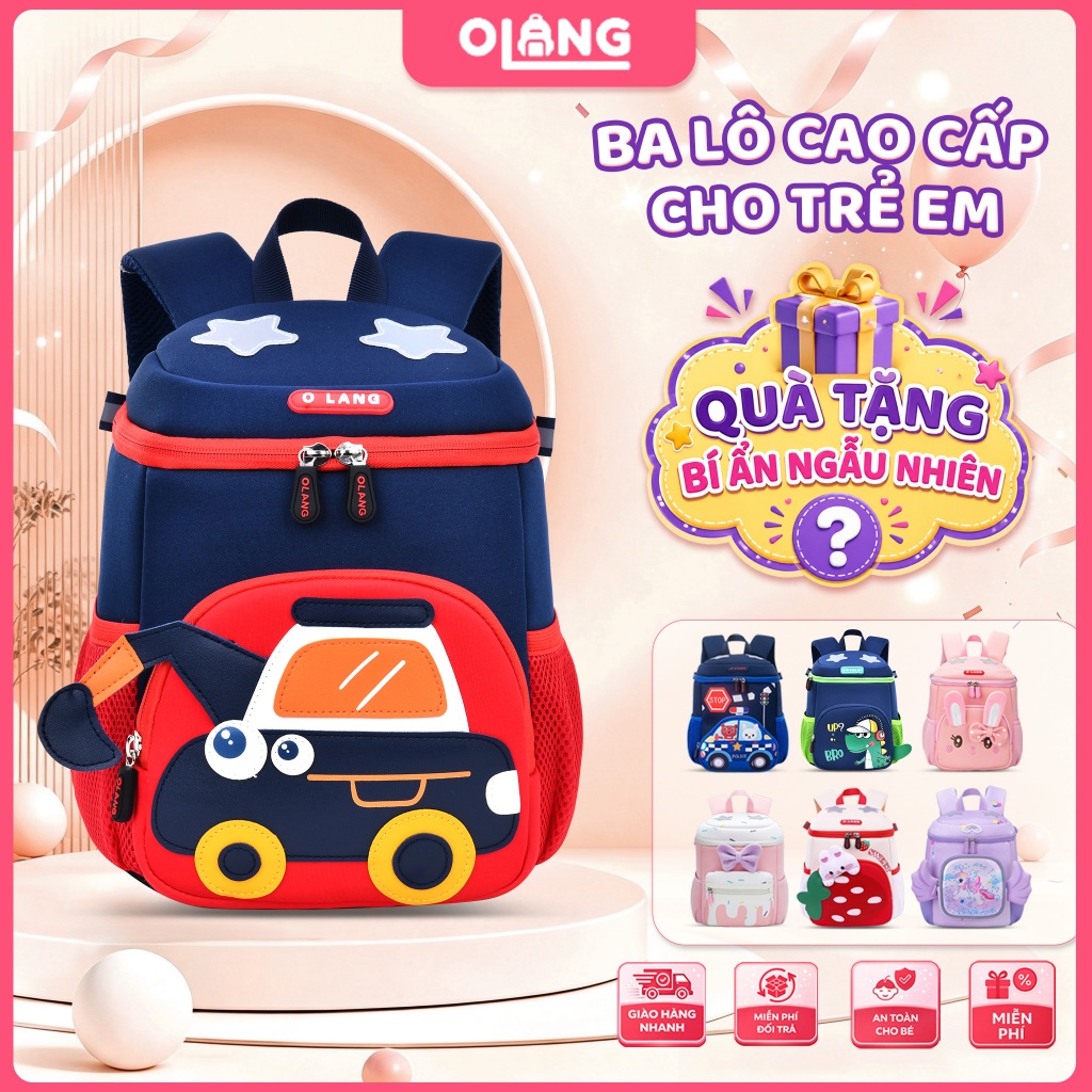 Cặp Sách Trẻ Em Kiểu Hộp Thời Trang OLANG Siêu Nhẹ Dung Tích Lớn Cho Trẻ Nhỏ