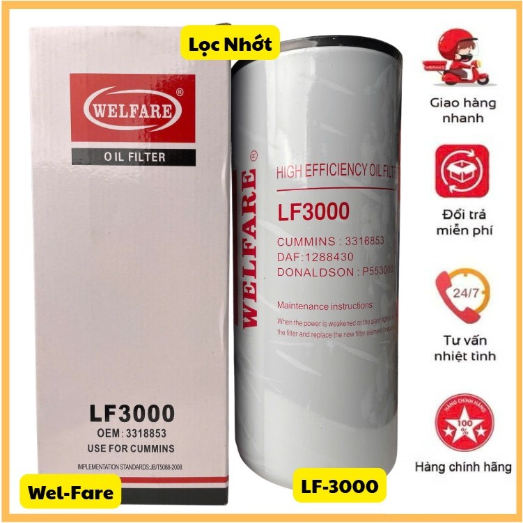 🎁 Lọc Nhớt LF3000-WELFARE Lọc Nhớt Dùng Cho Động Cơ Máy Dầu Công Suất Lớn Cummin-Caterpilar-Yanmar