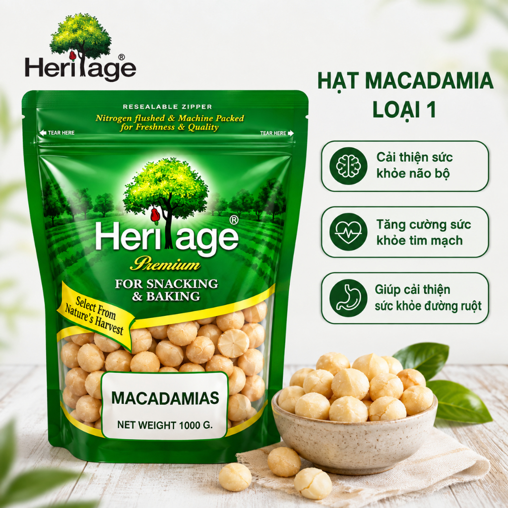 NHÂN HẠT MACA  LOẠI 1 NGUYÊN LIỆU TỪ ÚC  HERITAGE 1KG