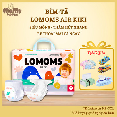 Tã/Bỉm Lomoms Air Kiki Hàn Quốc mềm mỏng, thấm hút tốt, chống tràn hiệu quả đủ size từ 3 đến 25kg