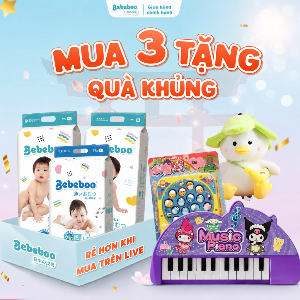 COMBO 3 Bịch Tã Bỉm Dán/ Quần Bebeboo Nhật Bản Thấm Hút Tốt Đủ Size