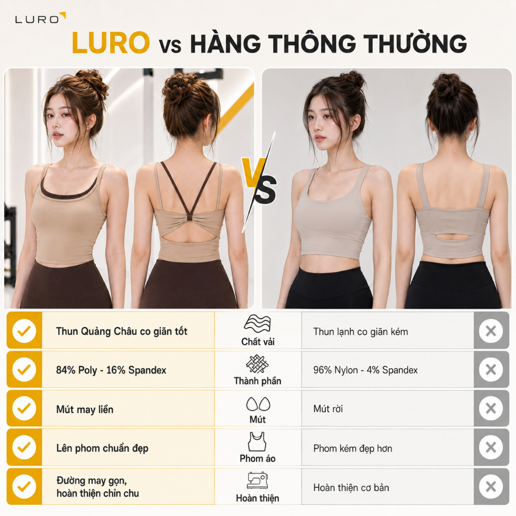 Áo 2 dây thể thao nữ AC64 phối màu, mút may liền 4