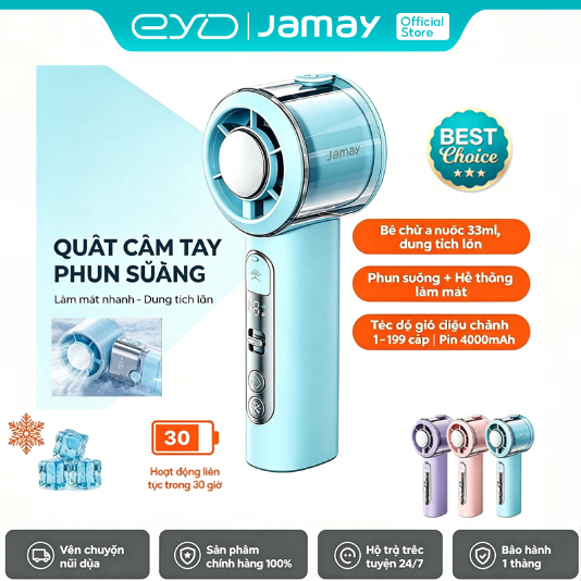 JAMAY MF20 Quạt Phun Sương Turbo JAMAY 199 Tốc Độ Pin 4000mAh (12H)Gió Mạnh Làm mát và phun kết hợp