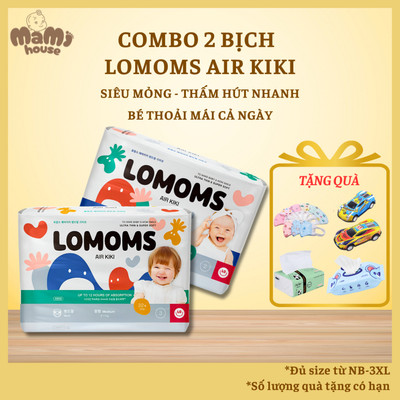 COMBO 2 Tã/bỉm Lomoms Air Kiki Hàn Quốc mềm mỏng, thấm hút tốt đủ size từ 3 - 25kg