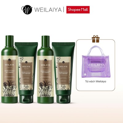 Combo 2 Cặp dầu gội đầu và dầu xả tóc thảo dược Weilaiya gừng lá trắc bách diệp giúp dưỡng, đen tóc