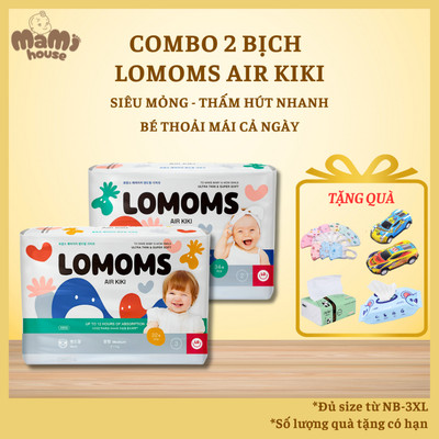 [Kèm Quà] Combo 2 Tã/Bỉm Lomoms Air Kiki Hàn Quốc đủ size cho bé từ NB đến 3XL