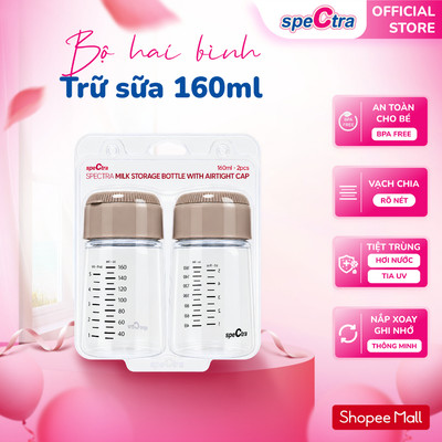 Bộ Hai Bình Trữ Sữa Spectra - PP, 160ml, Hàng Chính Hãng (02 Chiếc/ Set)