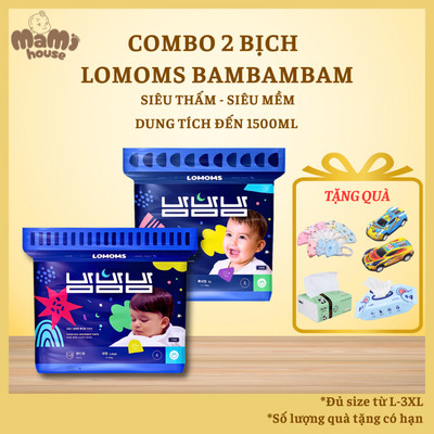 [Kèm Quà] Combo 2 Bịch Tã/bỉm Lomoms BamBamBam, bỉm đêm cao cấp Hàn Quốc đủ size từ NB đến 3XL