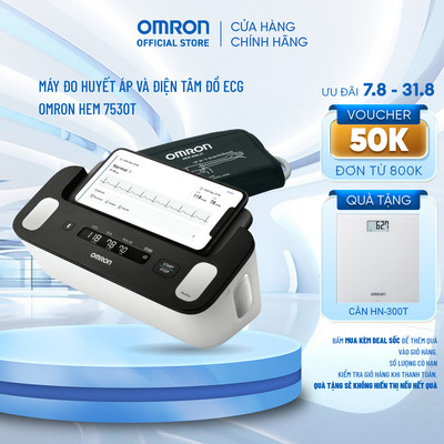 Máy đo huyết áp và Điện tâm đồ ECG Omron HEM 7530T giúp cảnh báo rối loạn nhịp tim, đột quỵ